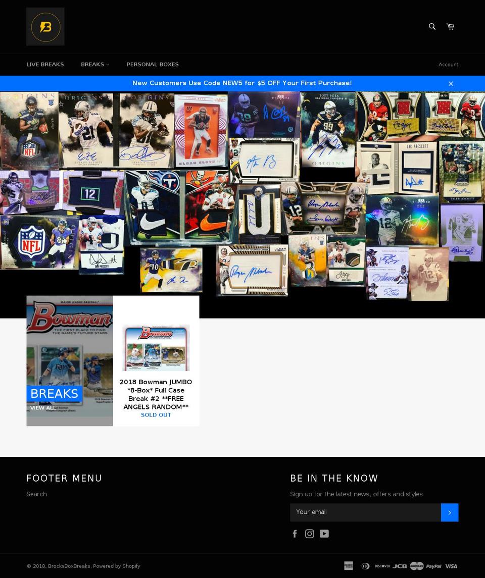 brocksboxbreaks.com — Shopify storefront screenshot