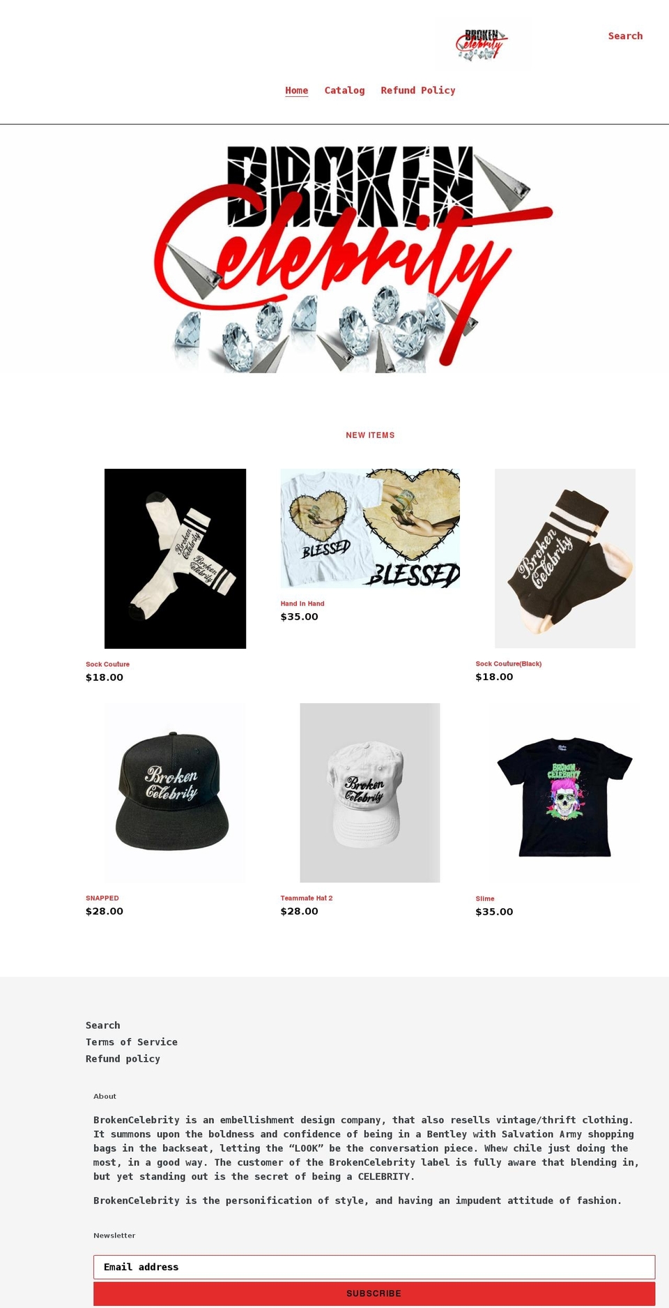 brokencelebritybazaar.com shopify website screenshot