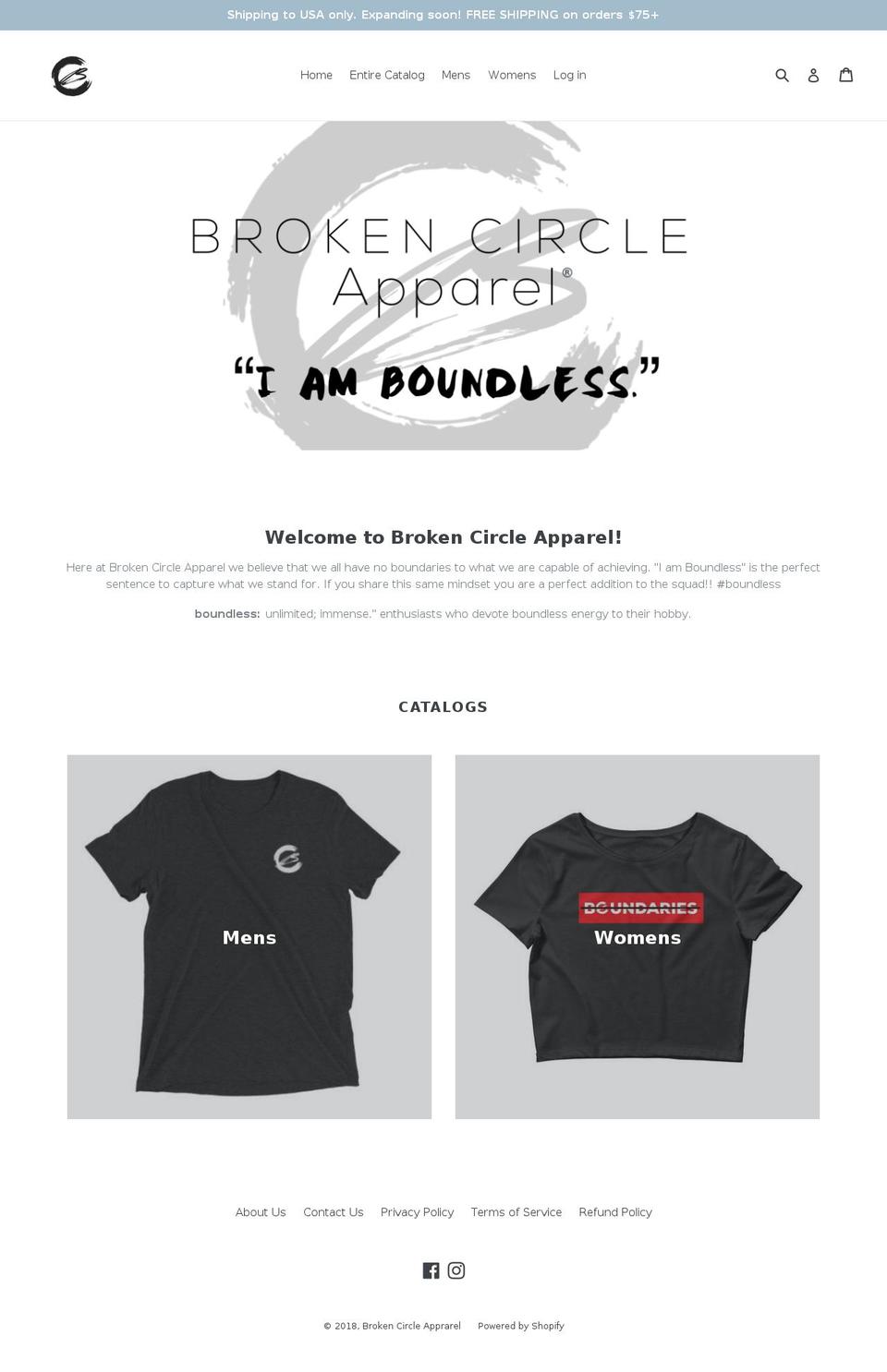 brokencircleapparel.com — Shopify storefront screenshot