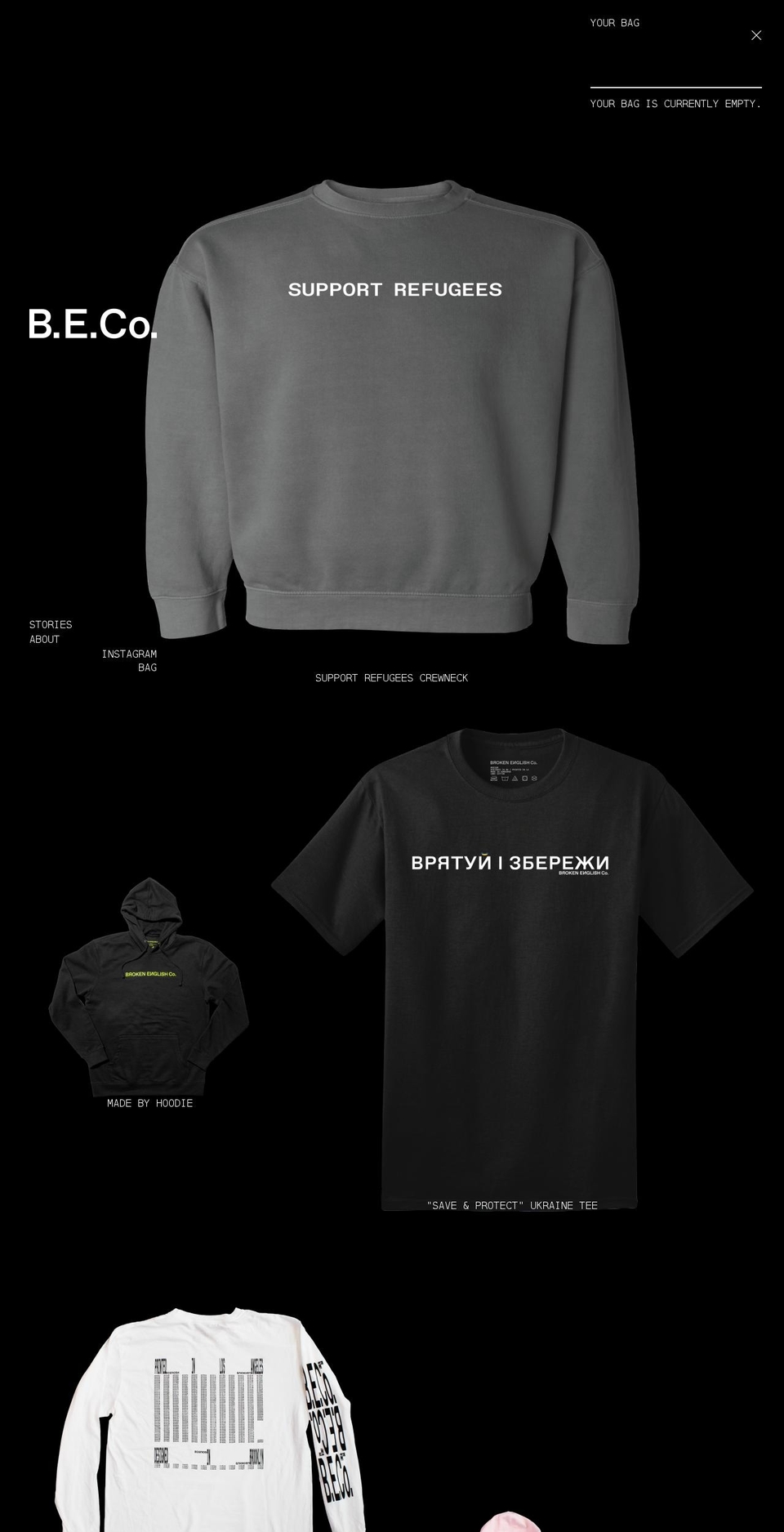 brokenenglishco.com shopify website screenshot
