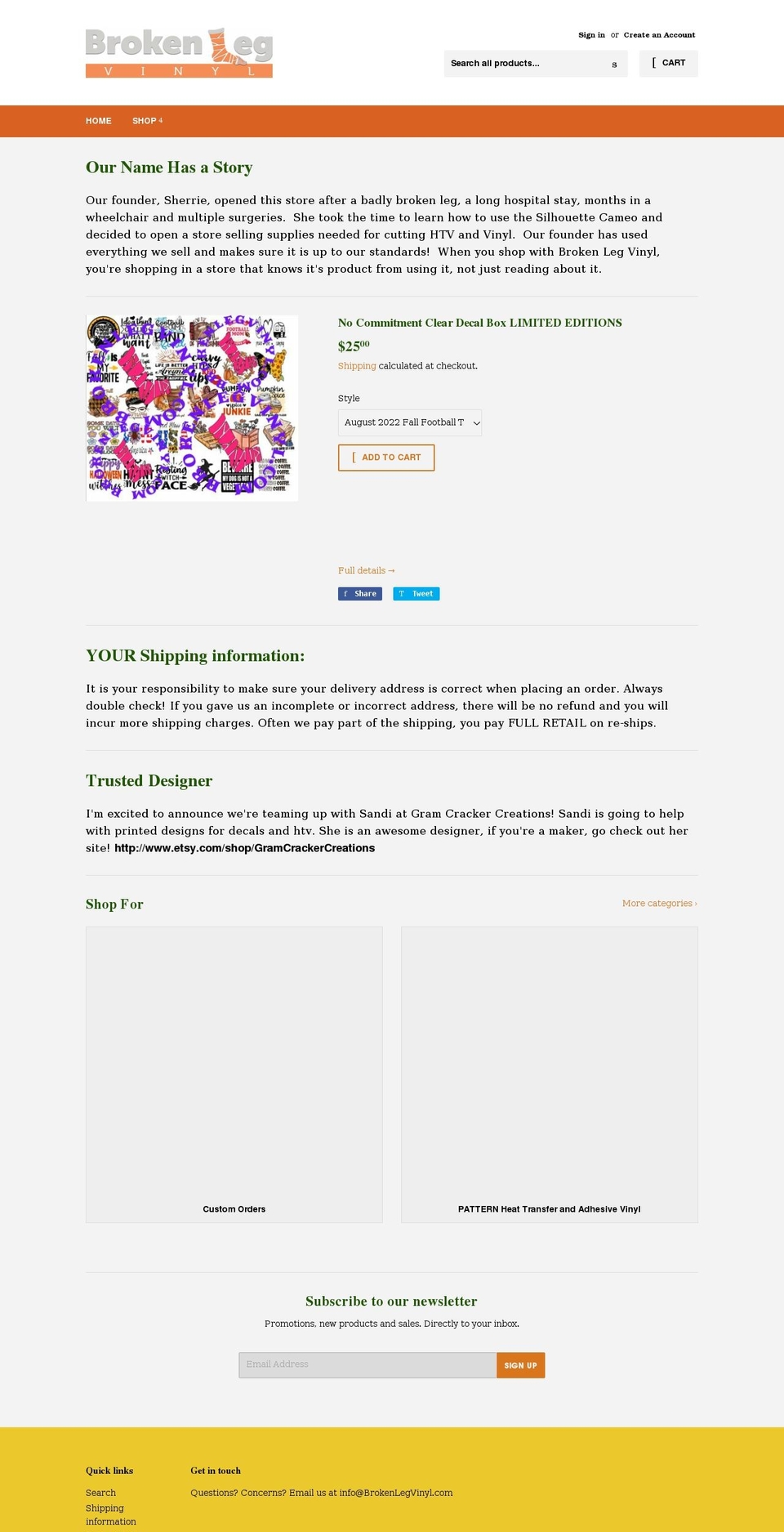 brokenlegvinyl.com — Shopify storefront screenshot