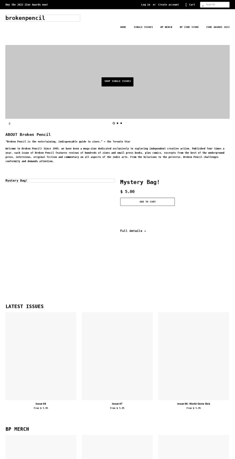 brokenpencil.myshopify.com shopify website screenshot