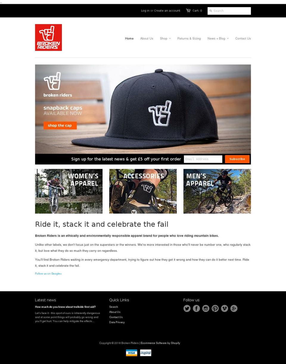 brokenriders.com shopify website screenshot