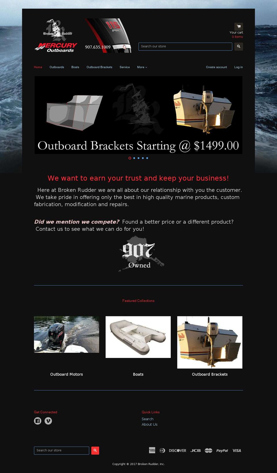 brokenrudder.com shopify website screenshot