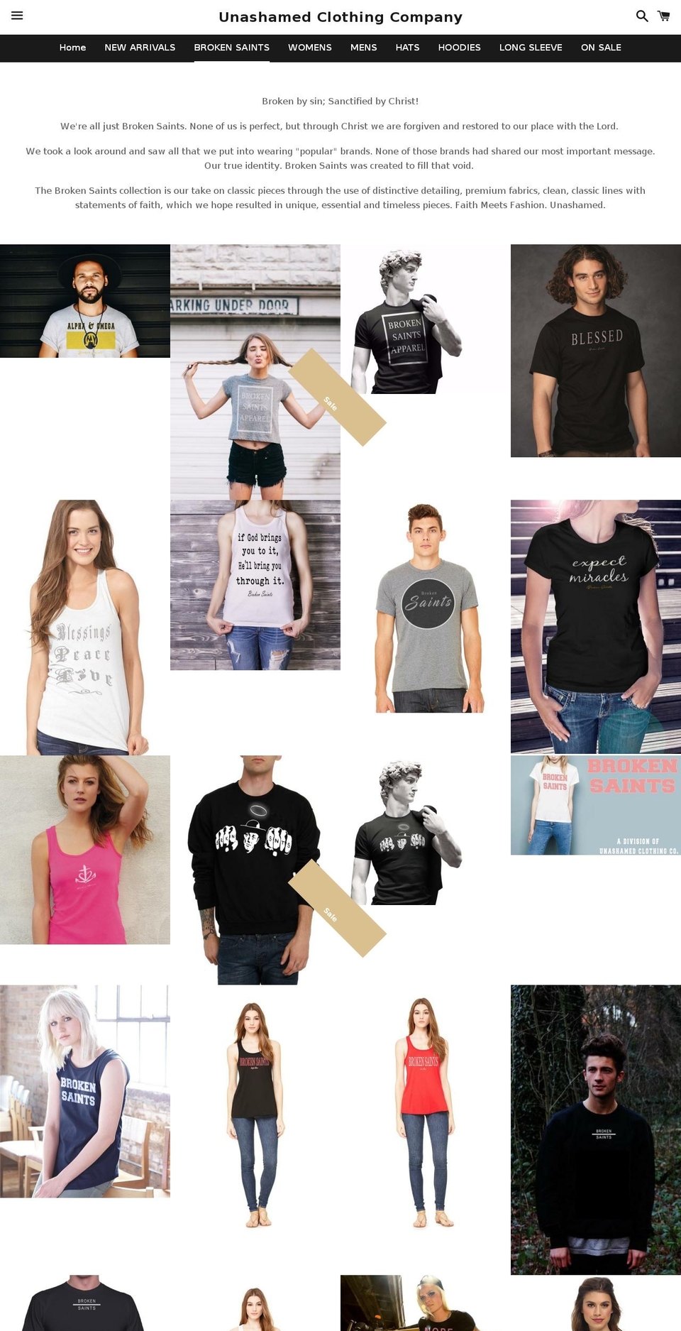 brokensaintsapparel.com — Shopify storefront screenshot