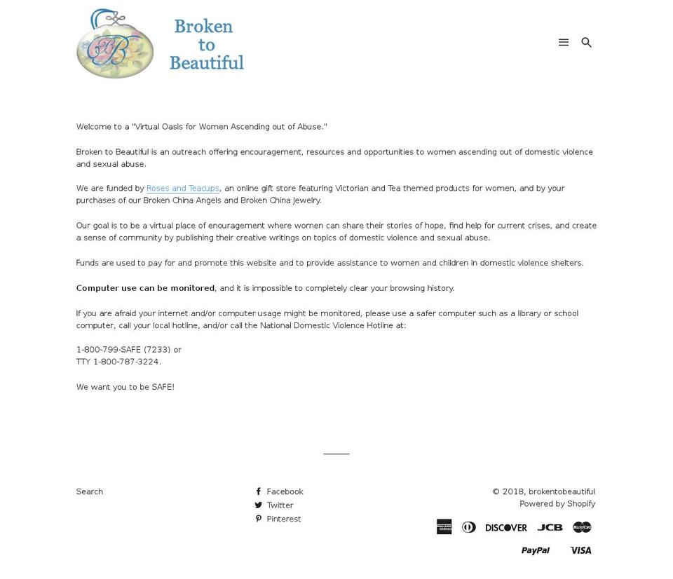 brokentobeautiful.com — Shopify storefront screenshot