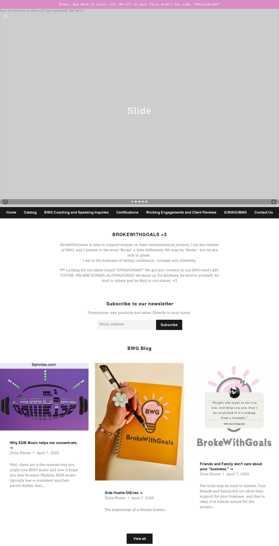 brokewithgoals.myshopify.com shopify website screenshot