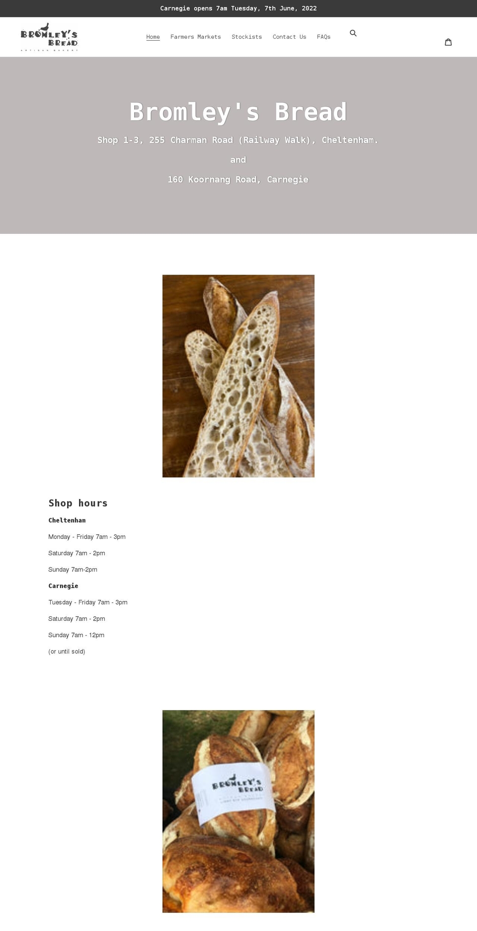 bromleysbread.com shopify website screenshot