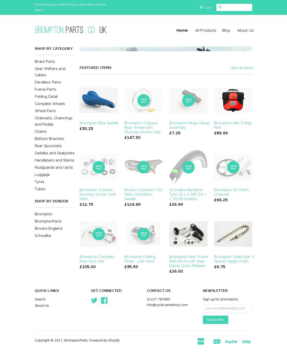 brompton-spares.com shopify website screenshot