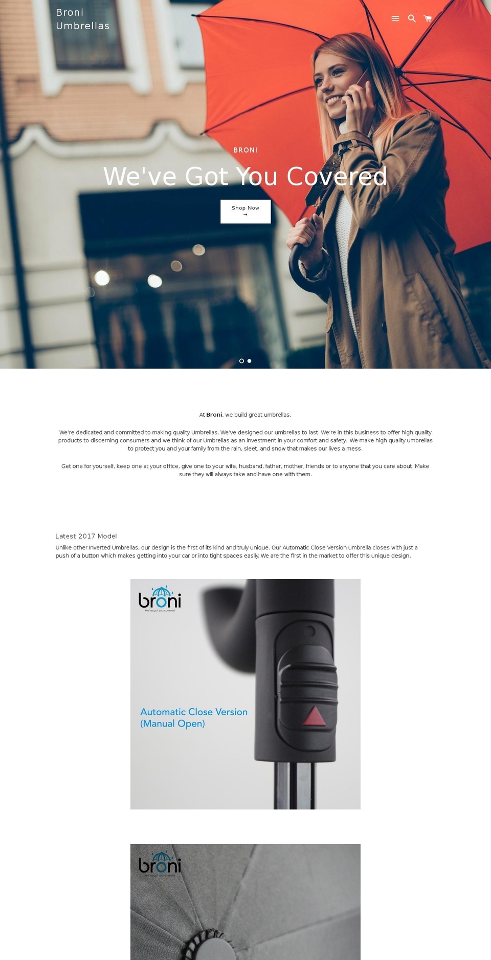 broni-umbrellas.com — Shopify storefront screenshot