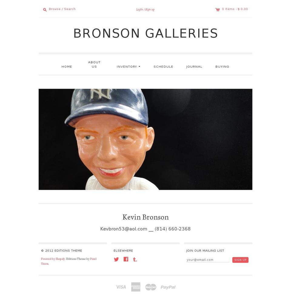 bronsongalleries.com shopify website screenshot