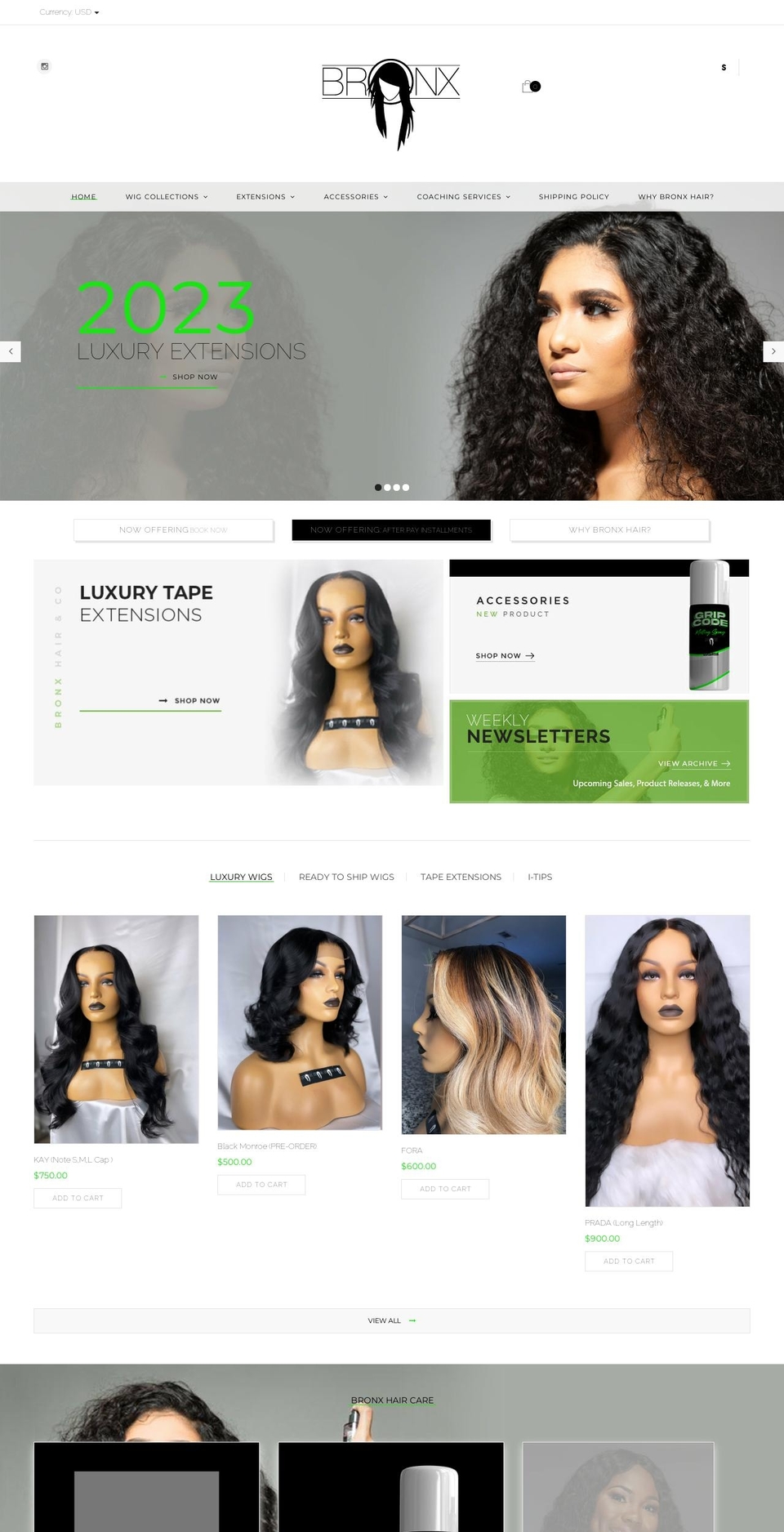 bronxhairllc.com shopify website screenshot