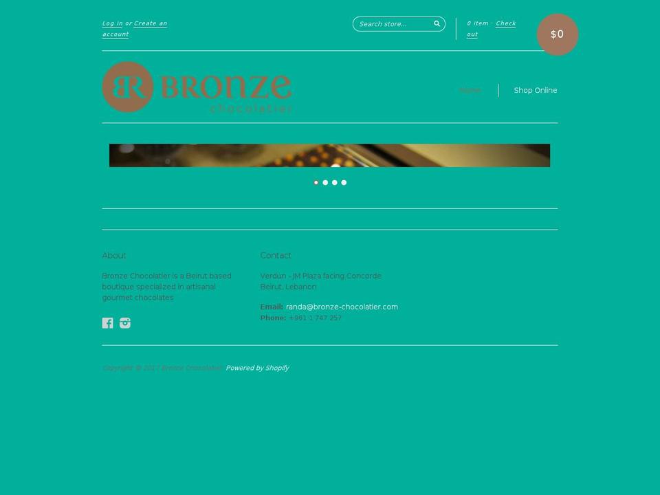 bronze-chocolatier.com shopify website screenshot