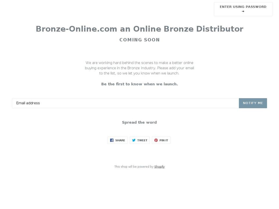 bronze-online.com shopify website screenshot