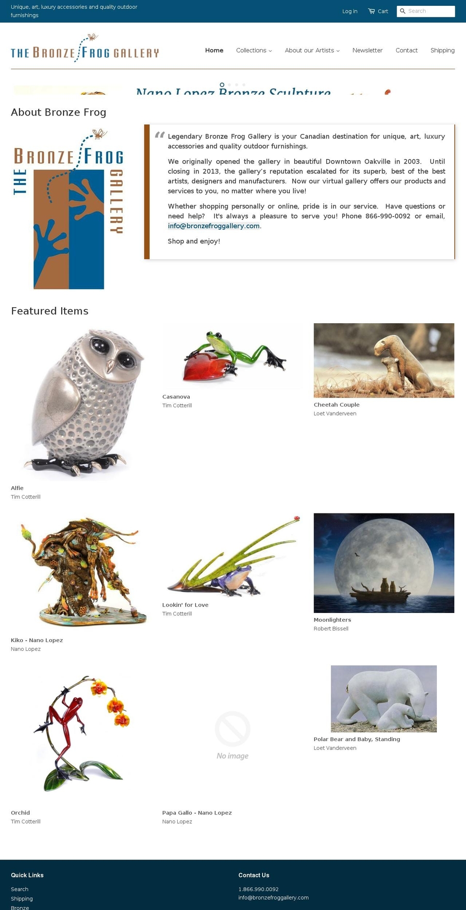 bronzefroggallery.com shopify website screenshot