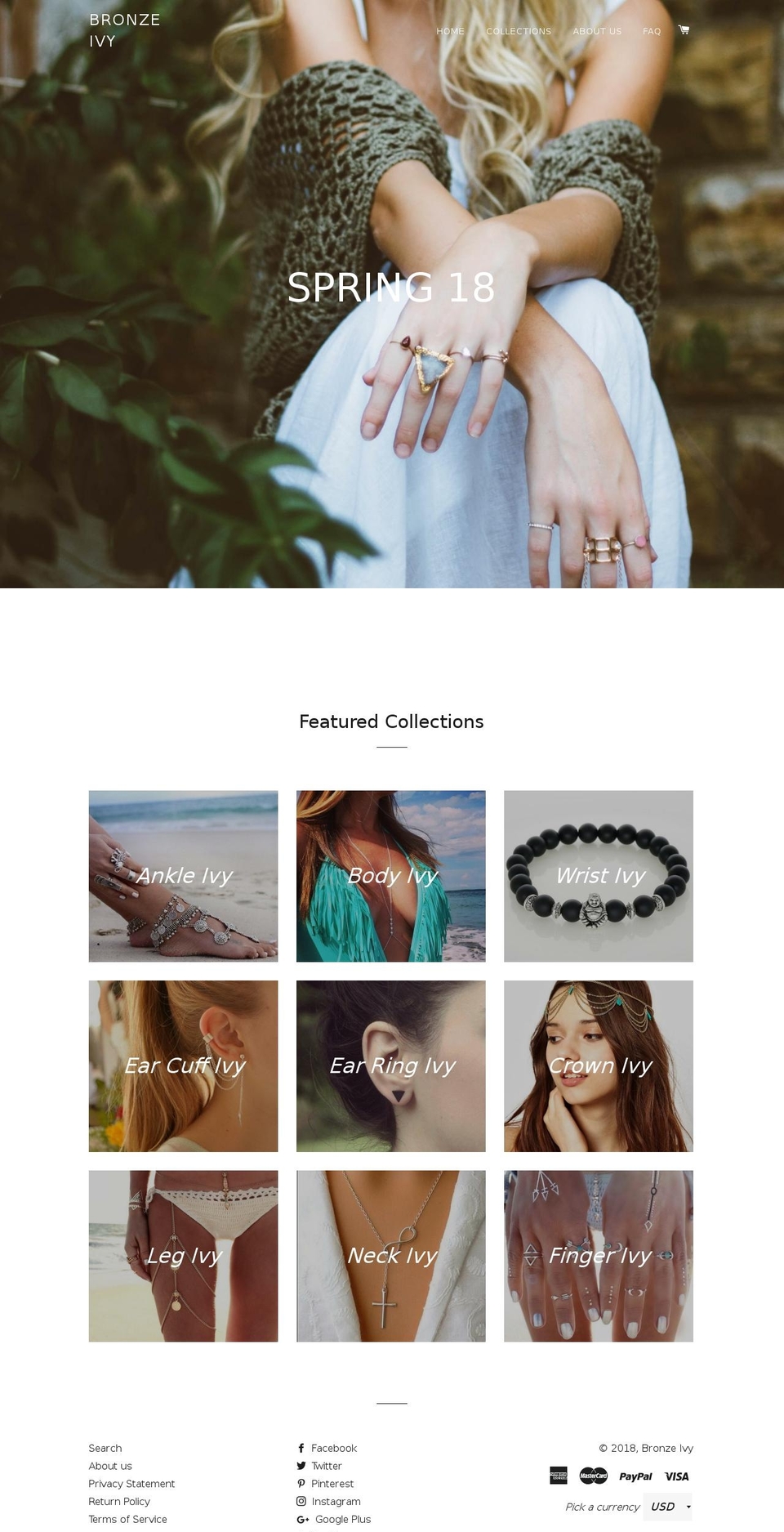 bronzeivy.com shopify website screenshot