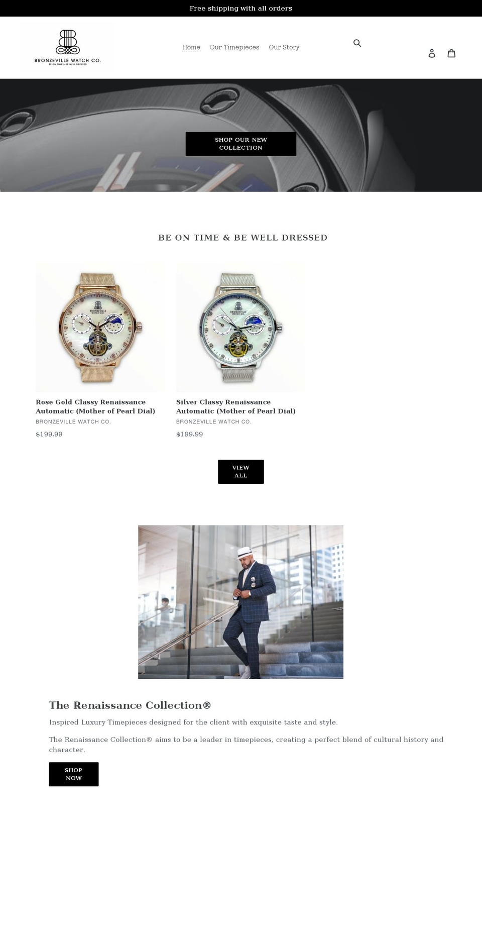 bronzevillewatchco.com shopify website screenshot