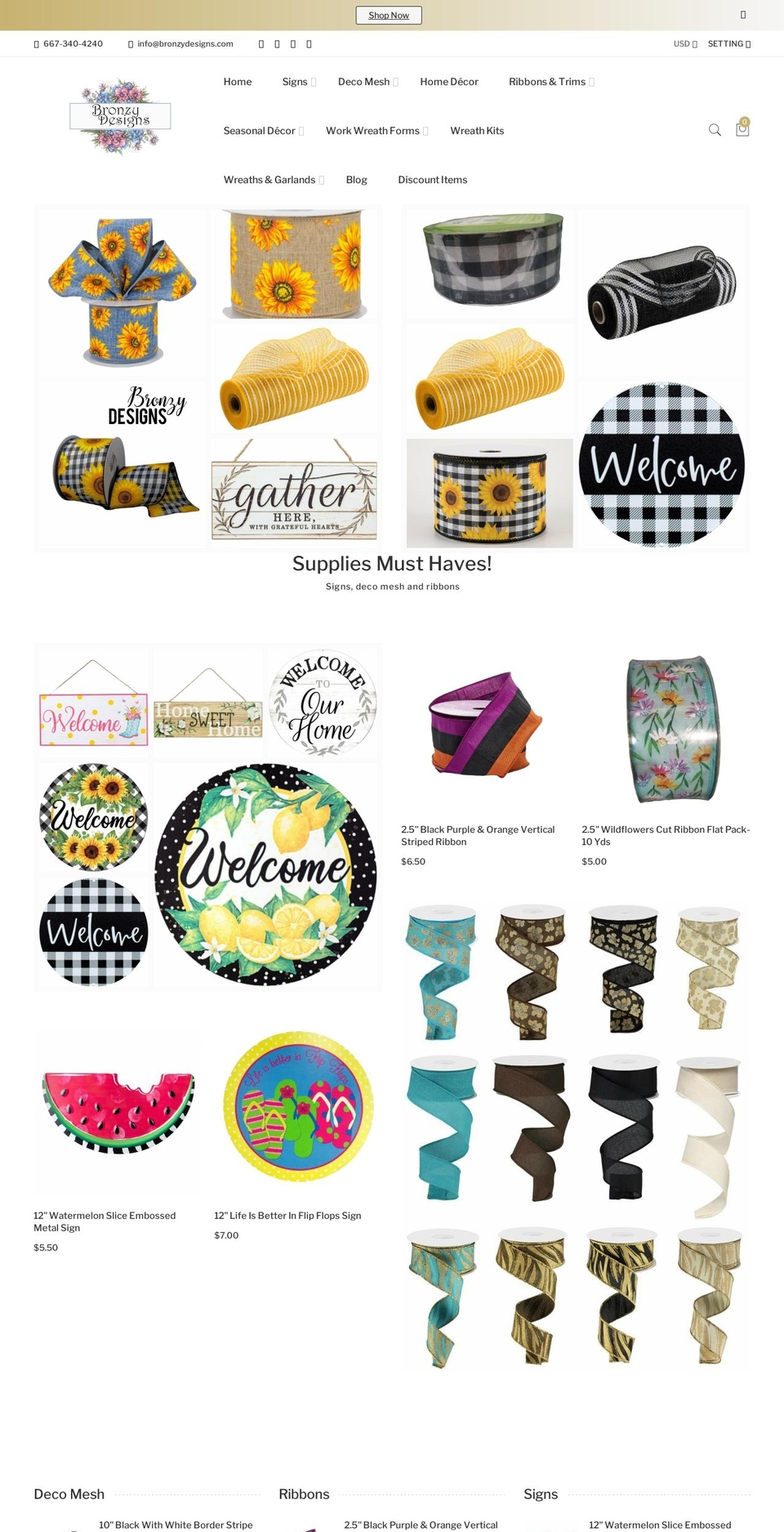 bronzydesigns.com shopify website screenshot