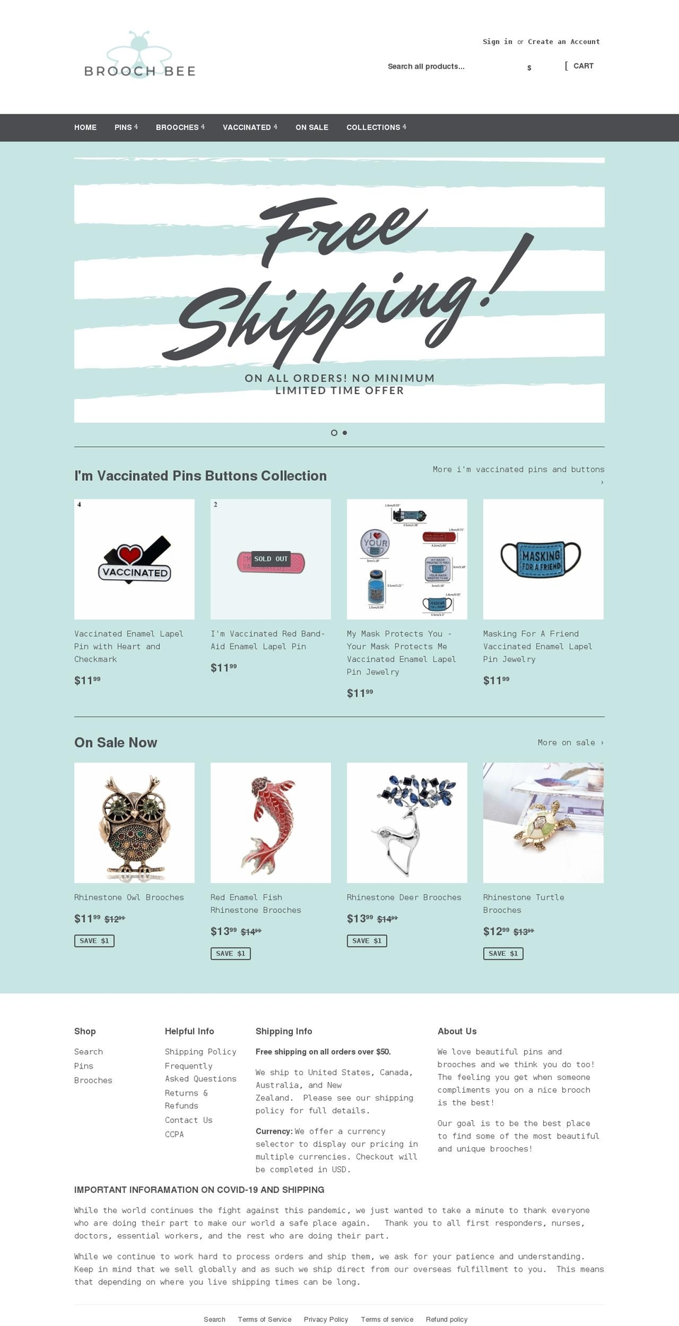 broochbee.com shopify website screenshot