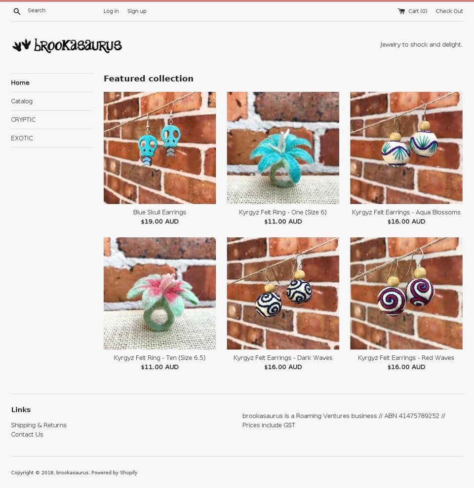 brookasaurus.com — Shopify storefront screenshot