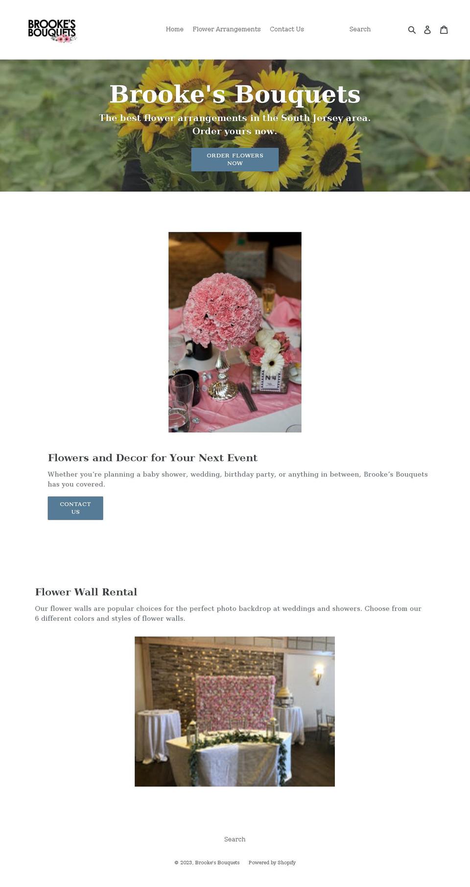 brookesbouquets.com shopify website screenshot