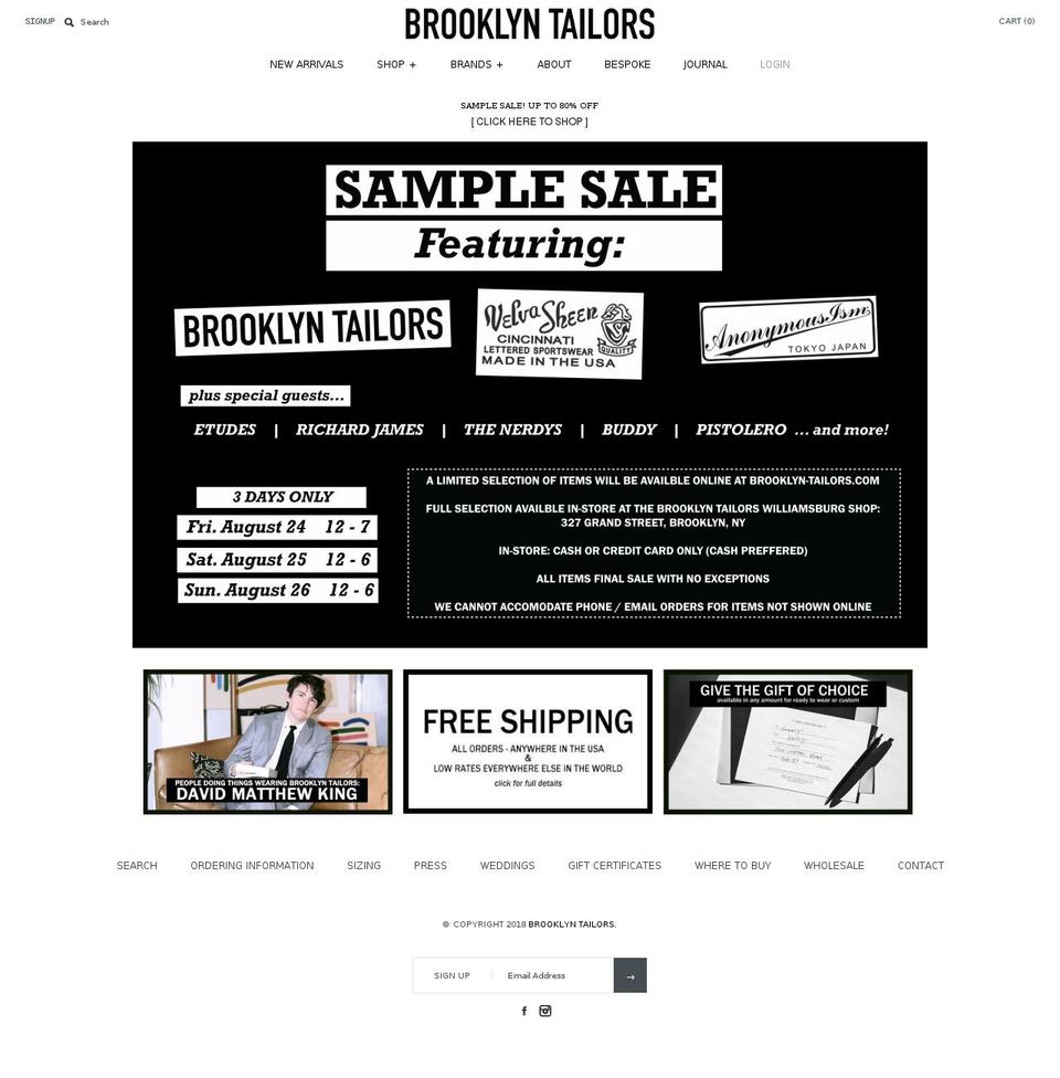 BKT_2013 Shopify theme site example brooklyn-tailors.com