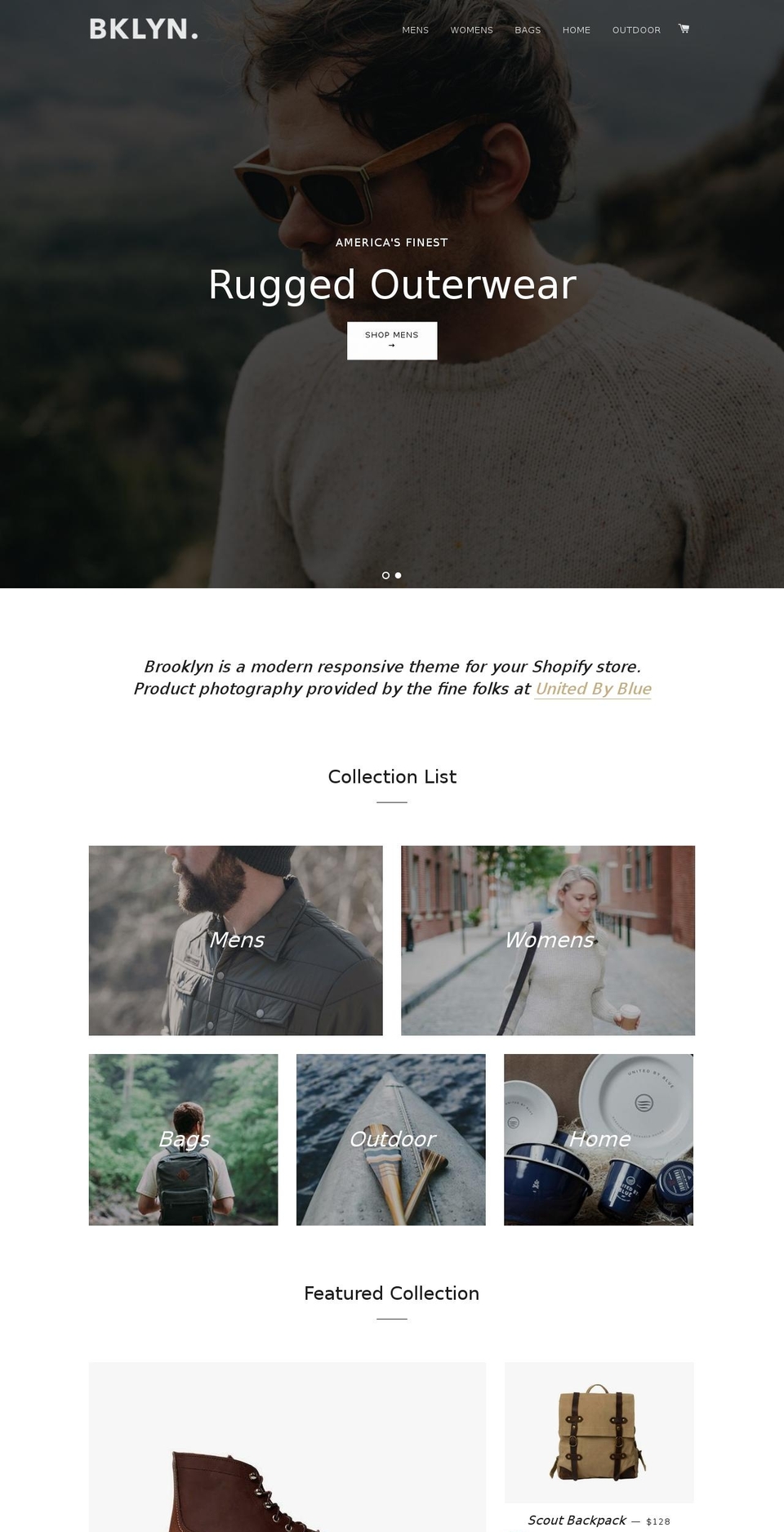 brooklyn-theme.myshopify.com shopify website screenshot