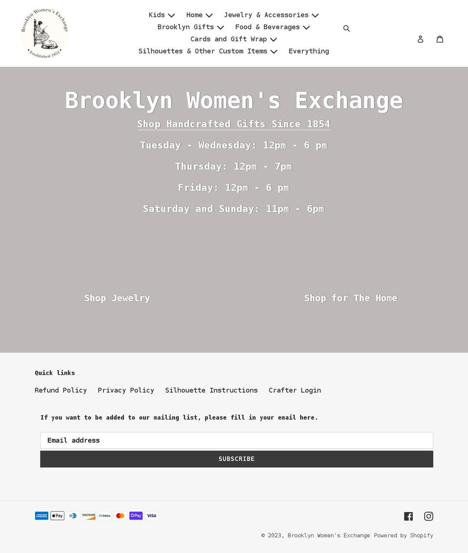 brooklyn-womens-exchange.myshopify.com shopify website screenshot