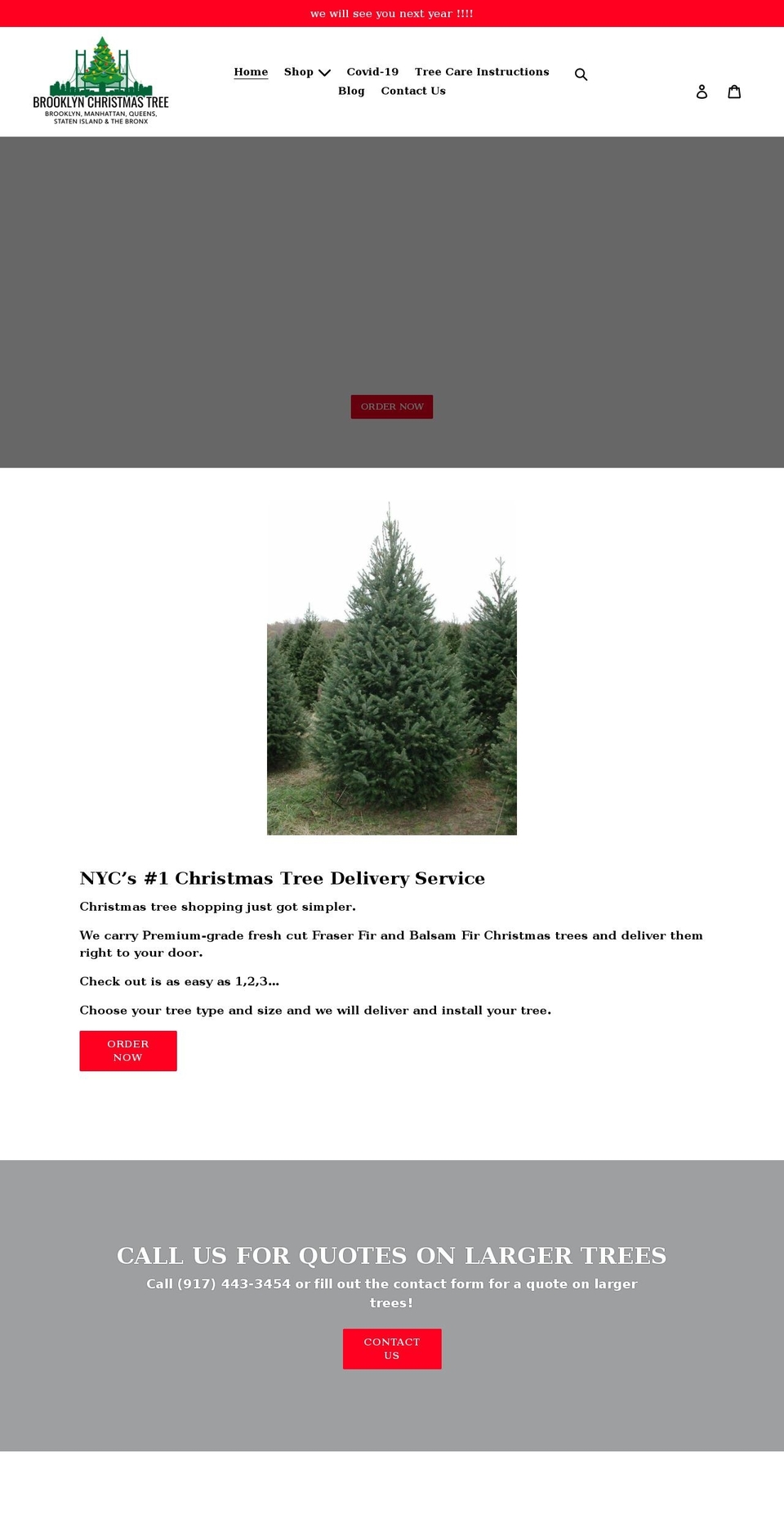 brooklynchristmastree.com shopify website screenshot