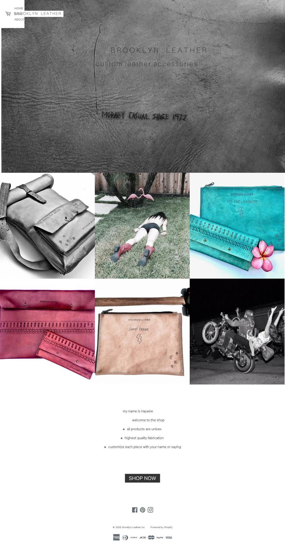 brooklynleather.com — Shopify storefront screenshot