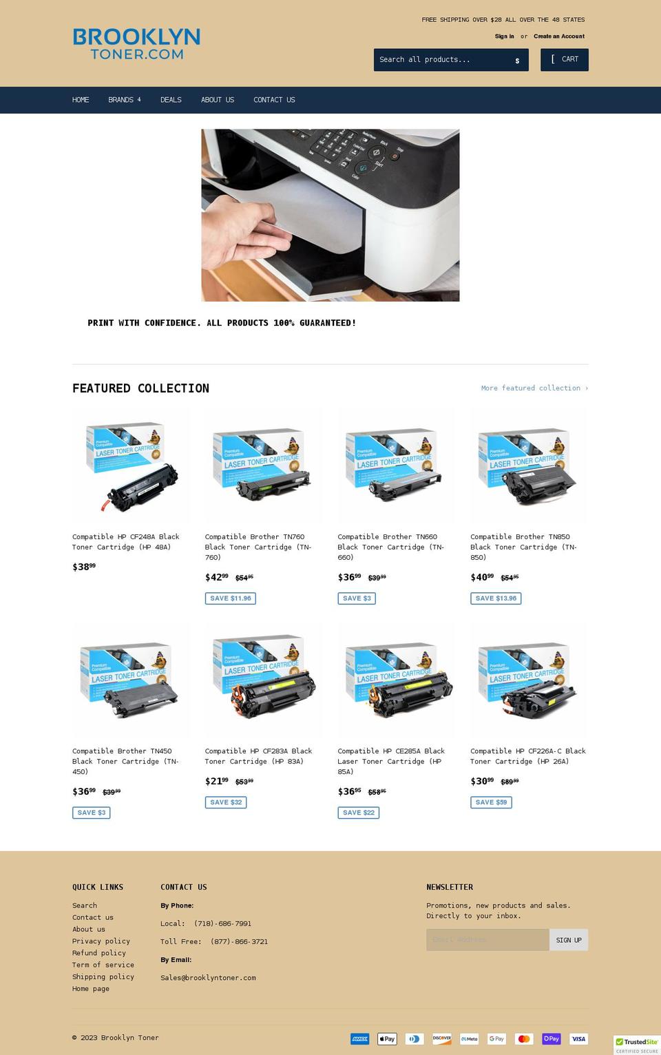 brooklyntoner.com shopify website screenshot