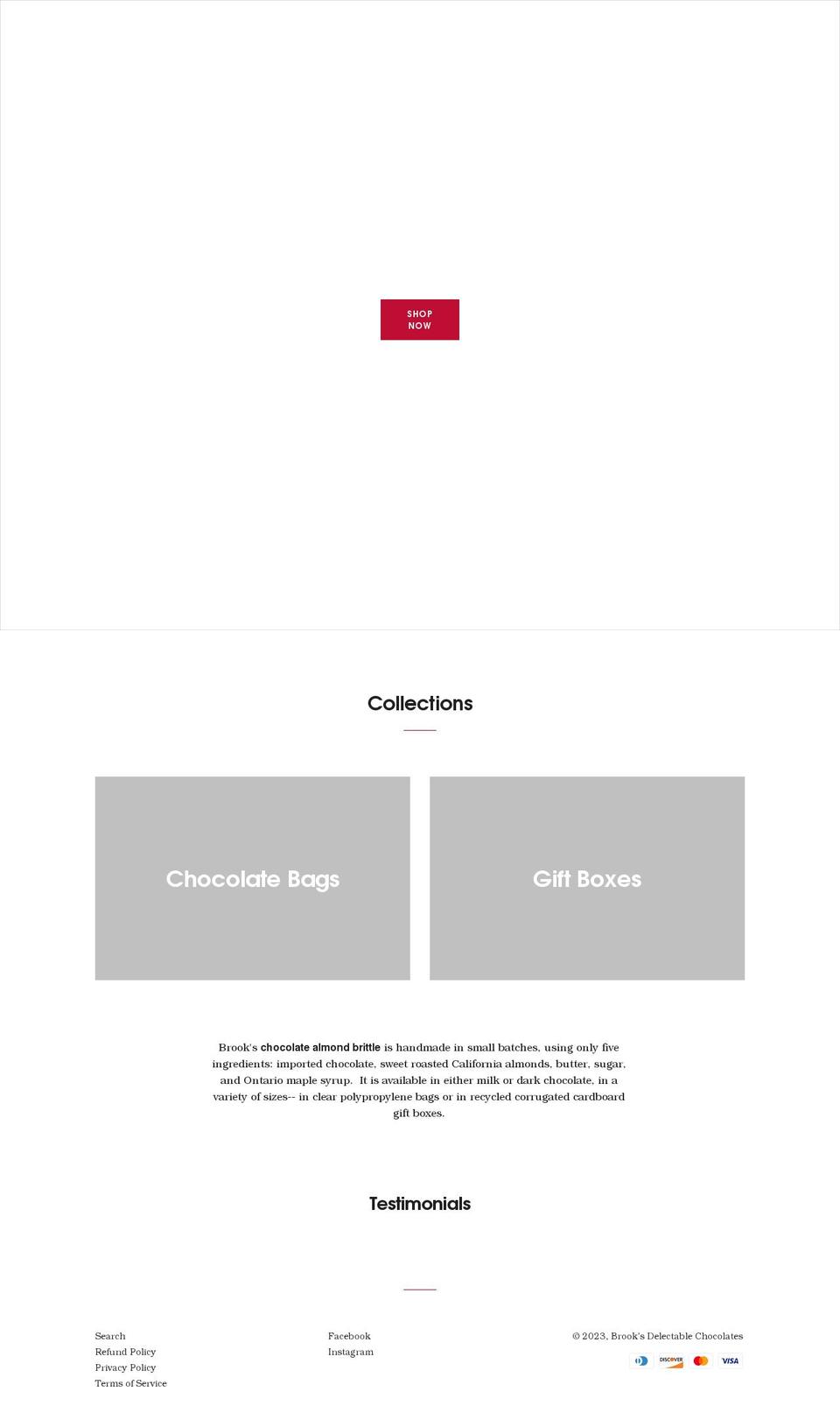 brookschocolates.com shopify website screenshot