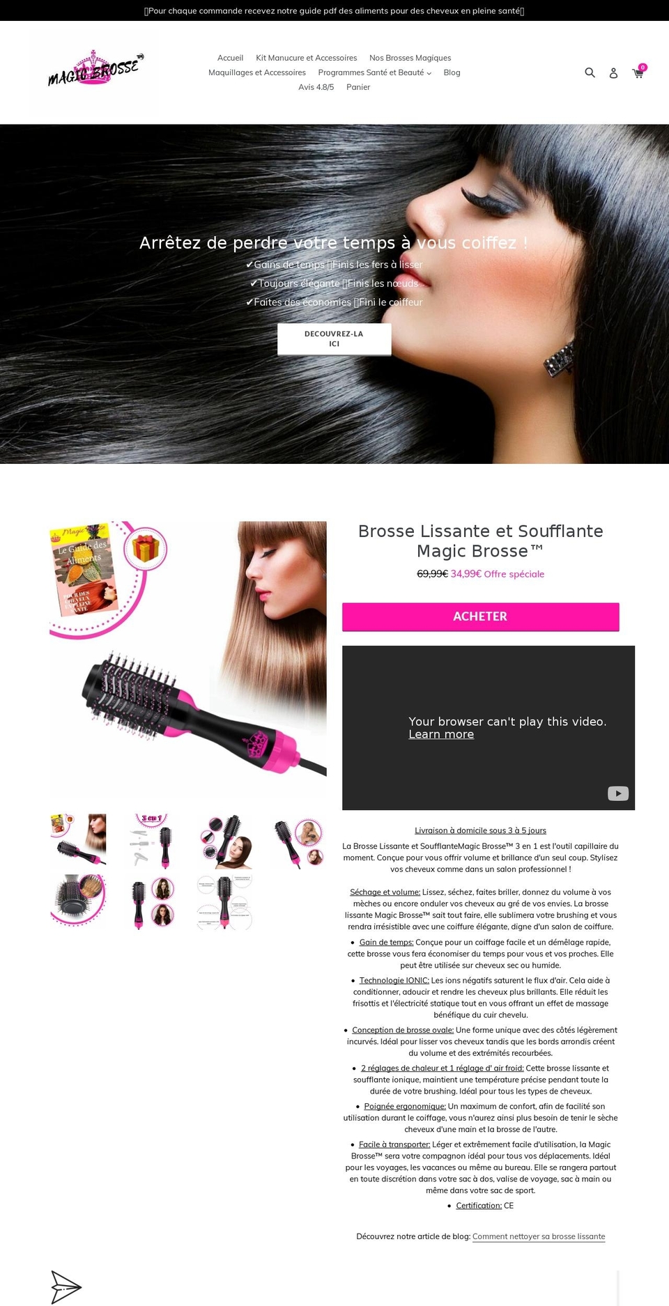 brosse-lissante.com shopify website screenshot