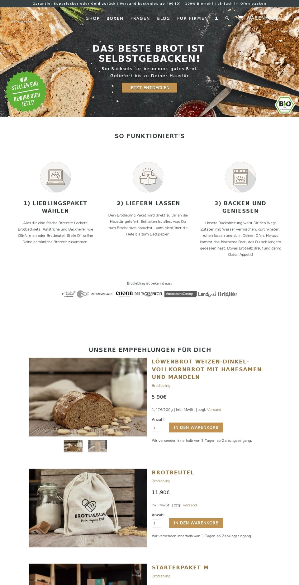brot-liebling.com shopify website screenshot