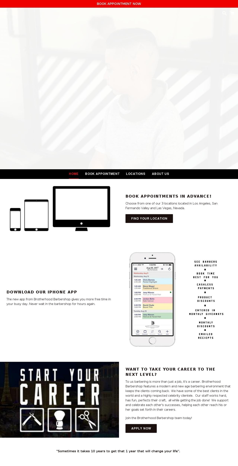 brotherhoodbarbershop.com shopify website screenshot