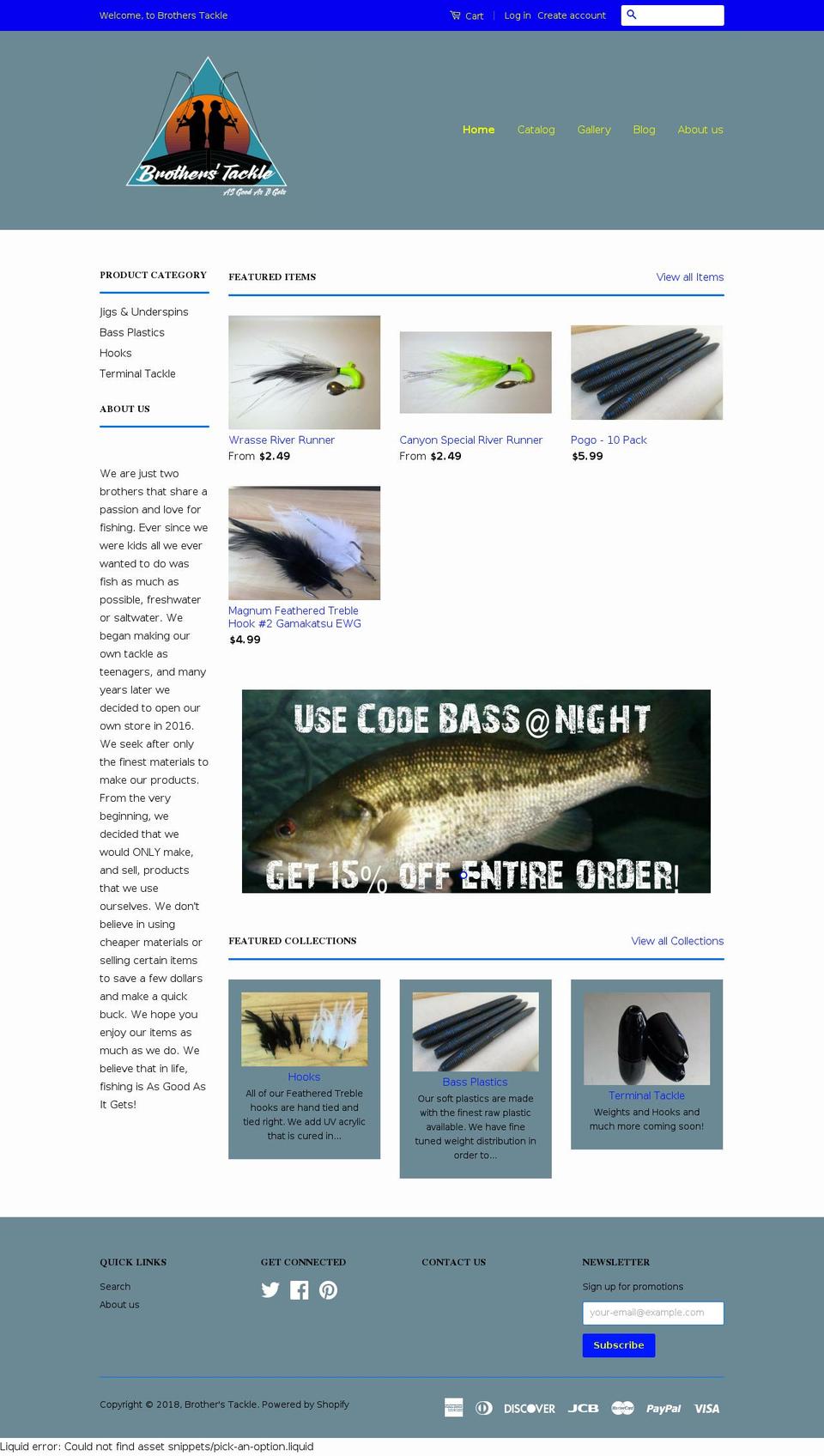 brothers-tackle.com shopify website screenshot