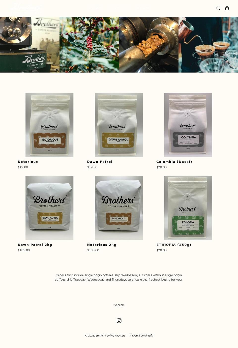 brotherscoffeeroasters.com shopify website screenshot