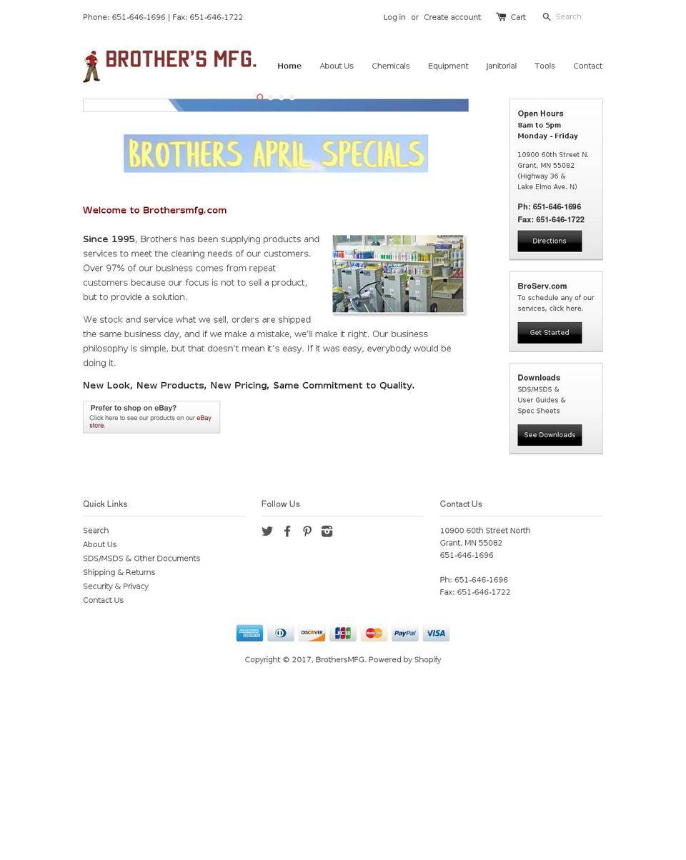 brothersmfg.com shopify website screenshot
