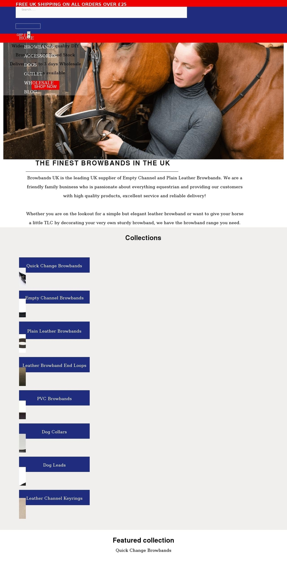 browbands-uk.com shopify website screenshot