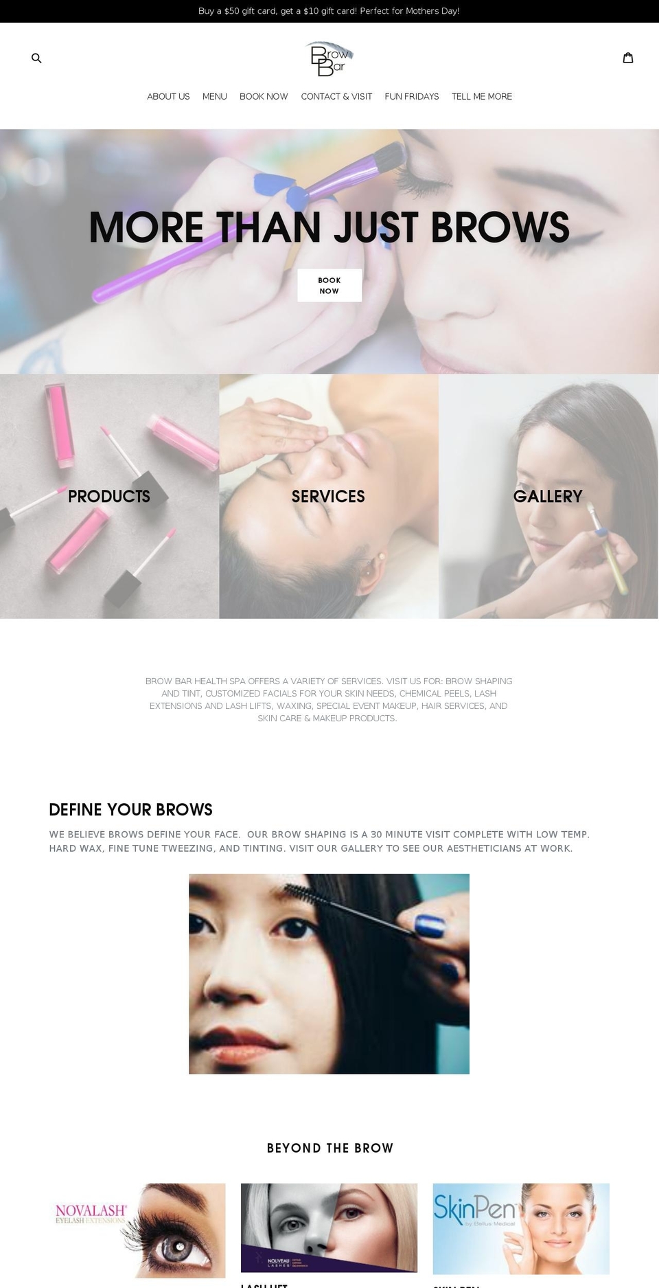 browbarhealthspa.com — Shopify storefront screenshot