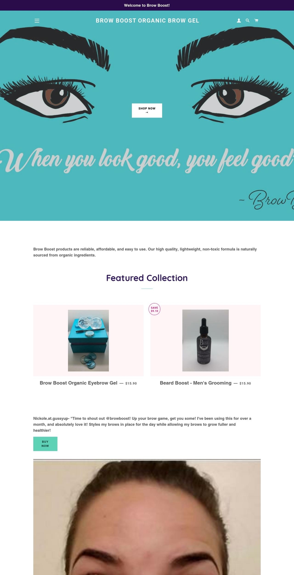 browboostgel.com — Shopify storefront screenshot