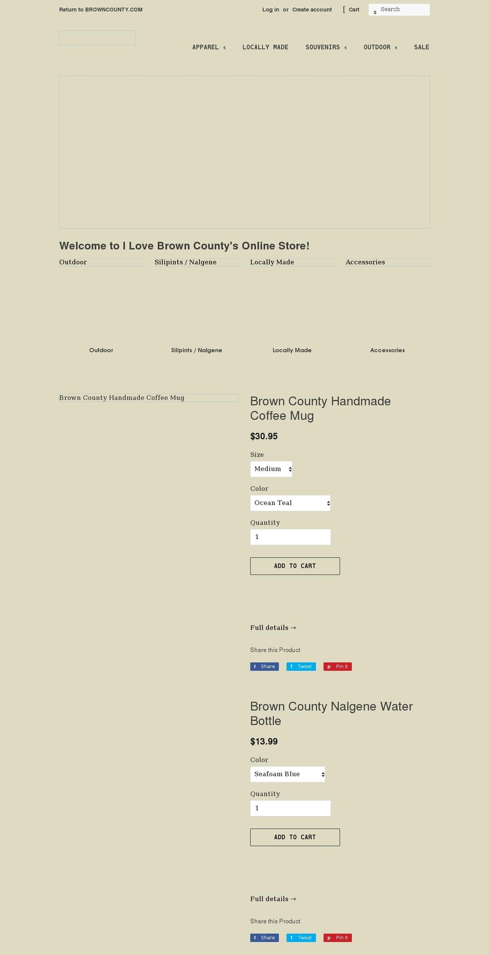 brown-county-visitors-center.myshopify.com shopify website screenshot