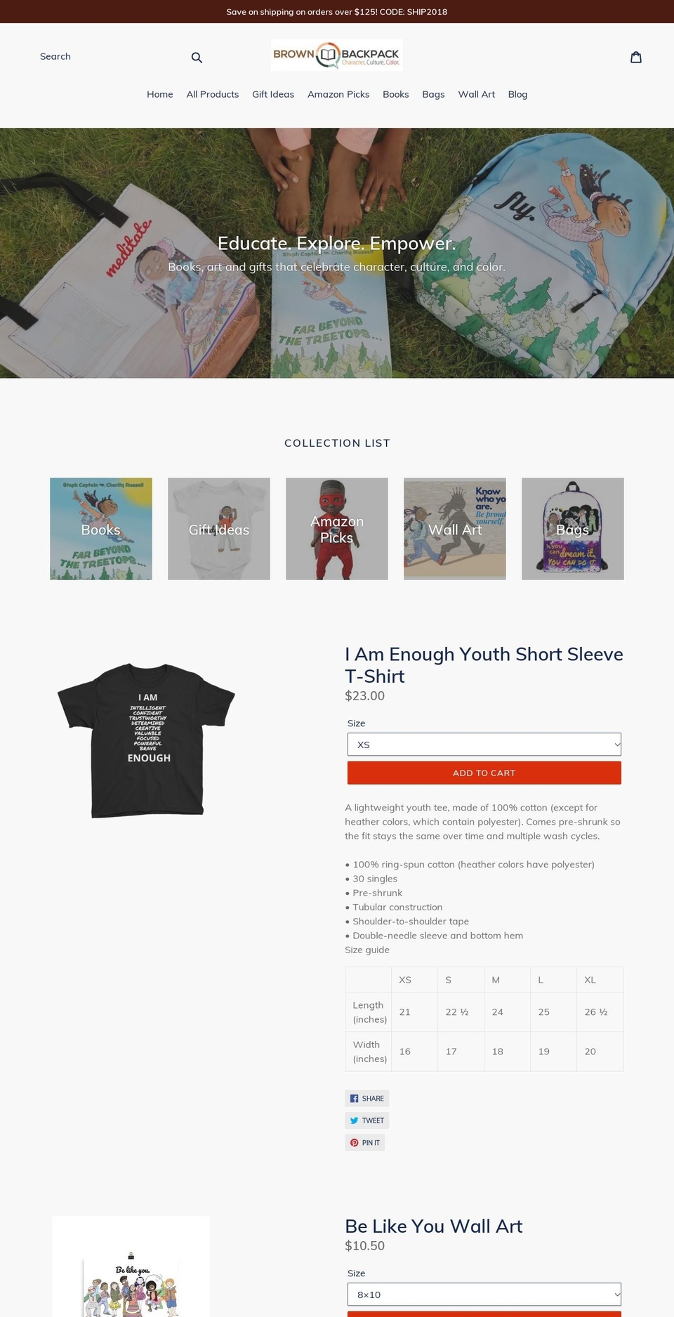 brownbackpack.com — Shopify storefront screenshot