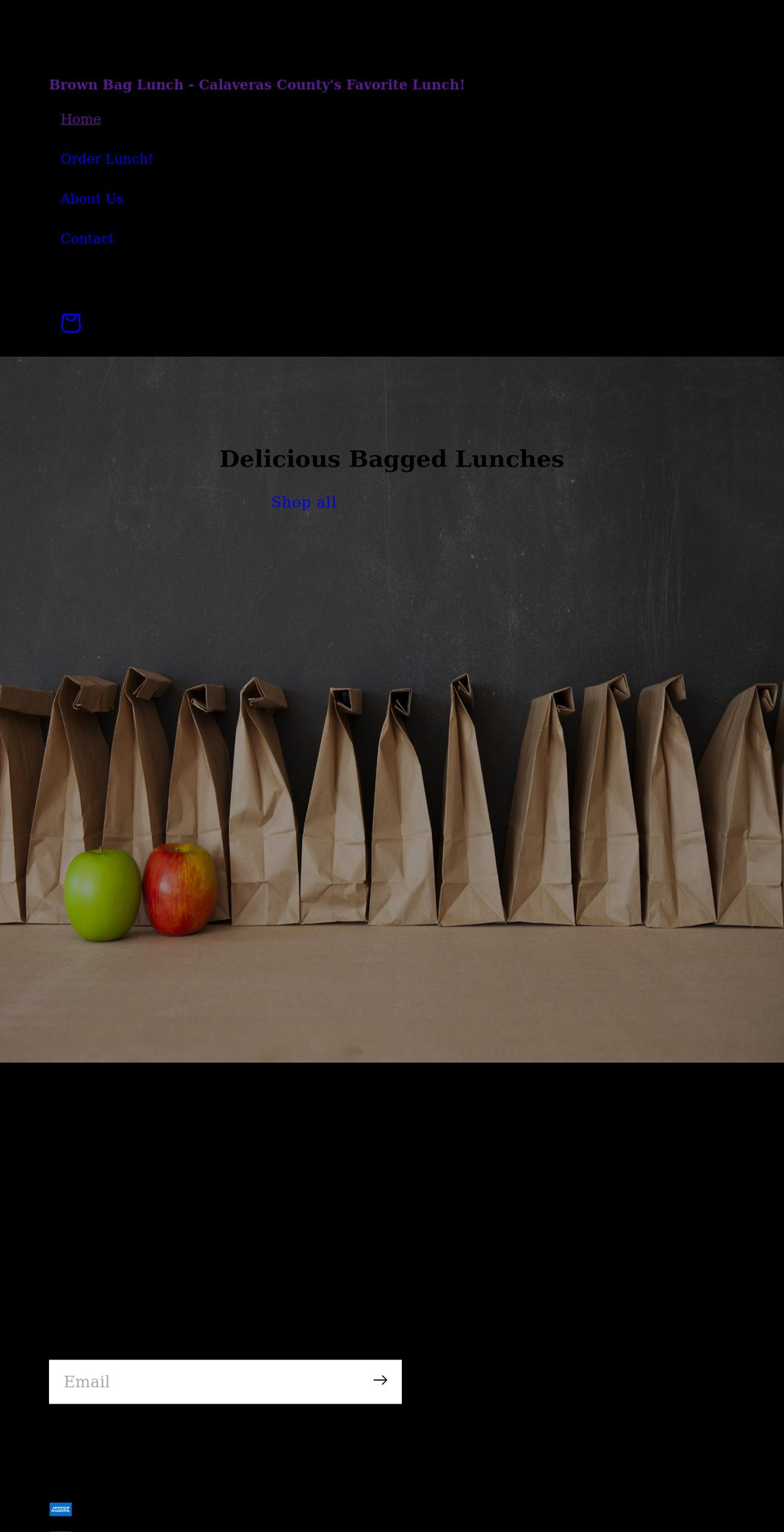 brownbaglunch.org shopify website screenshot