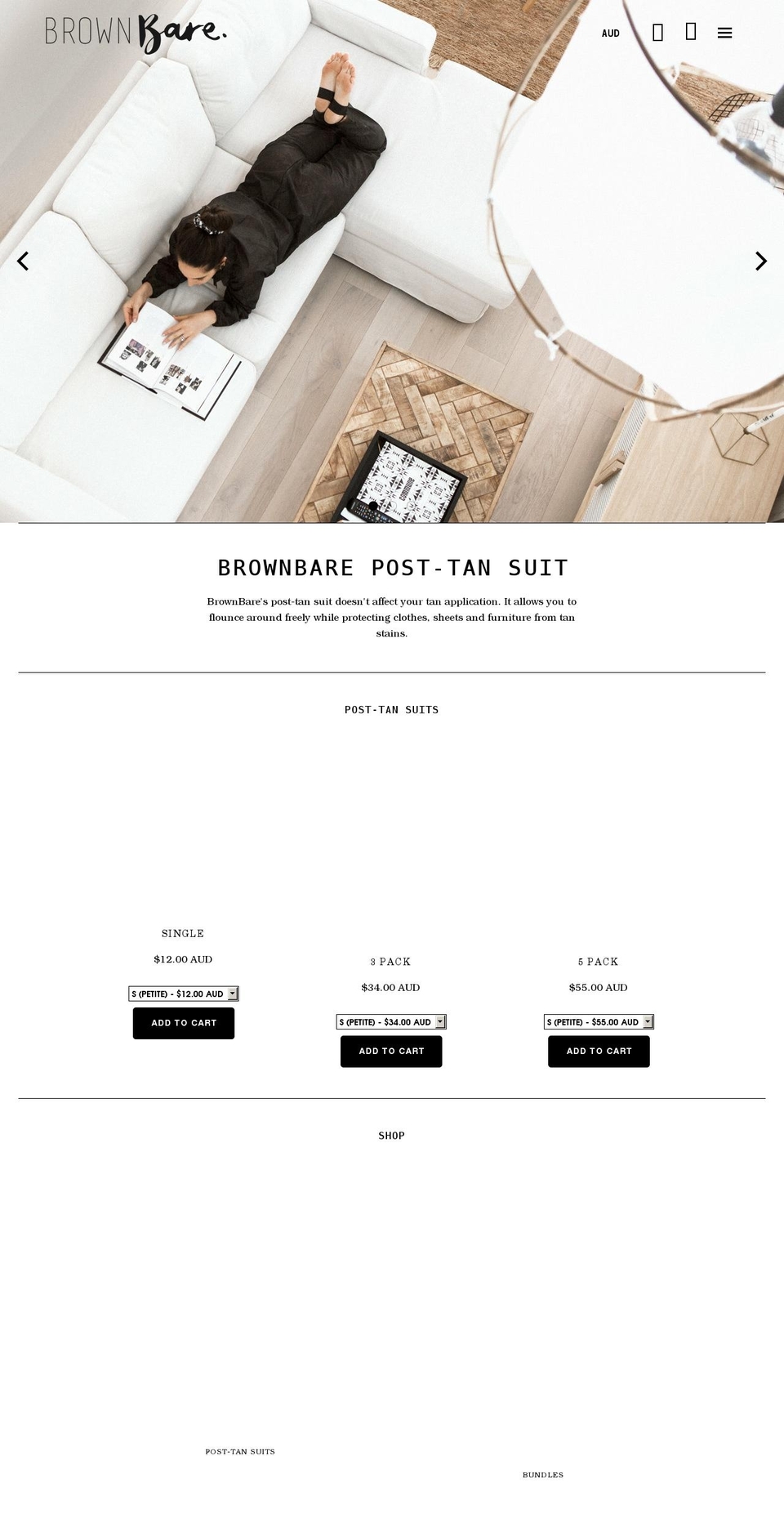 brownbare.com.au shopify website screenshot