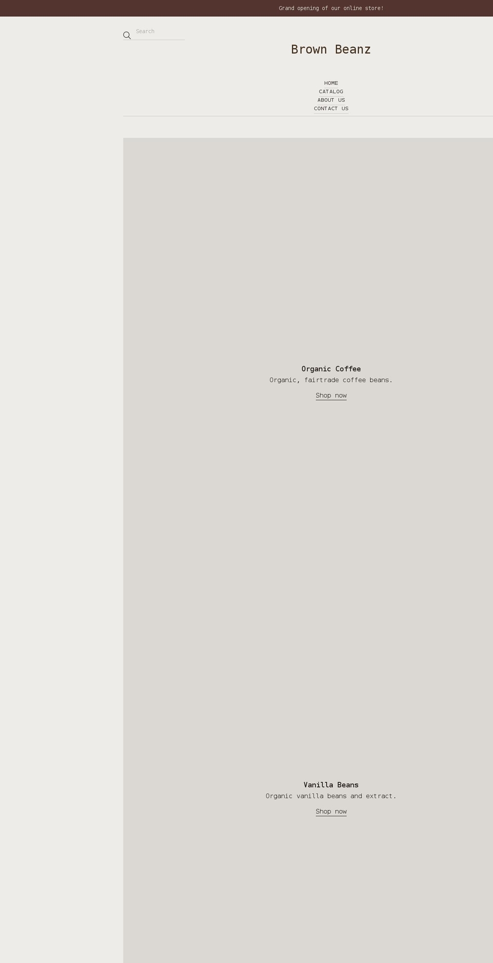 brownbeanz.com shopify website screenshot