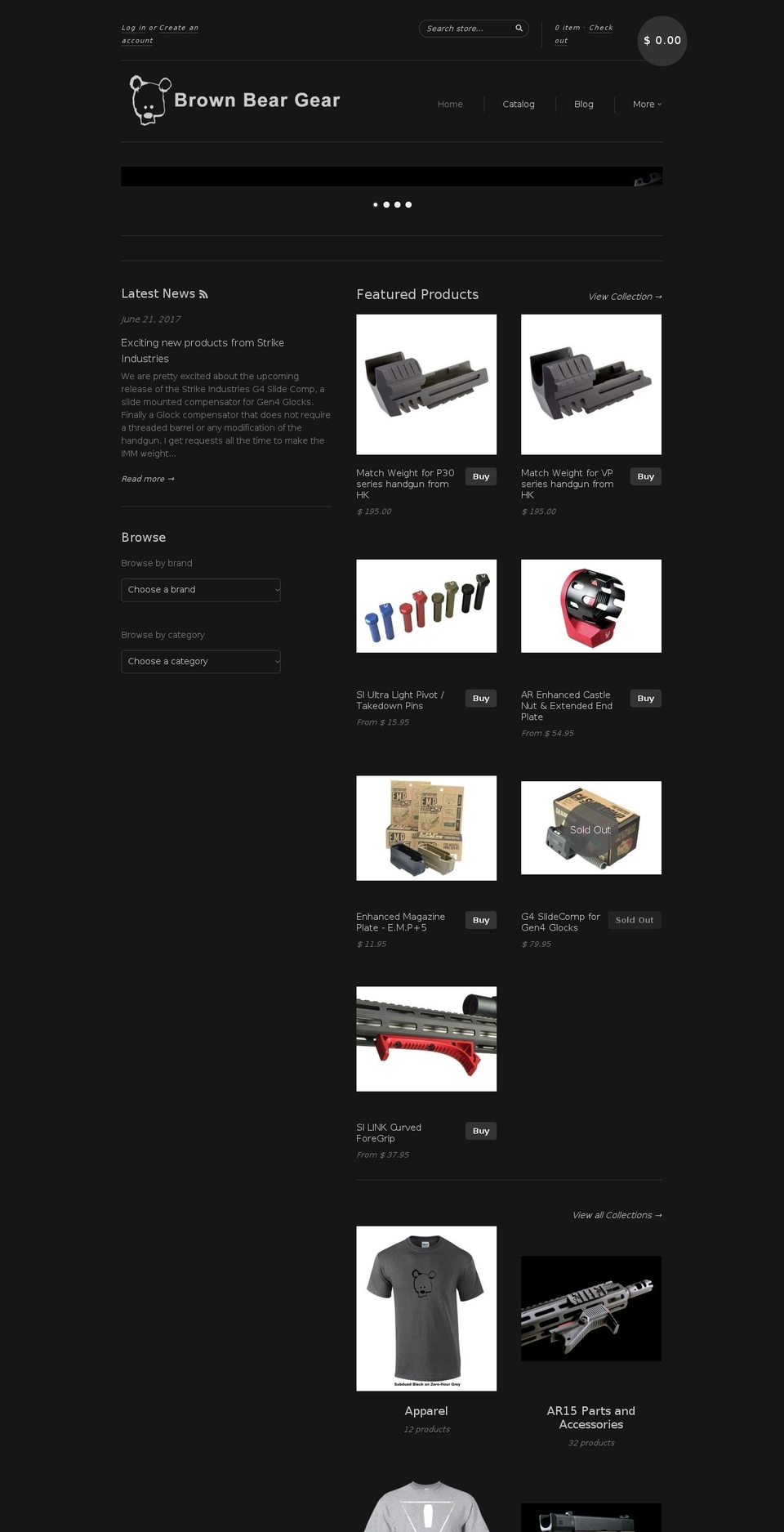 brownbeargear.net shopify website screenshot