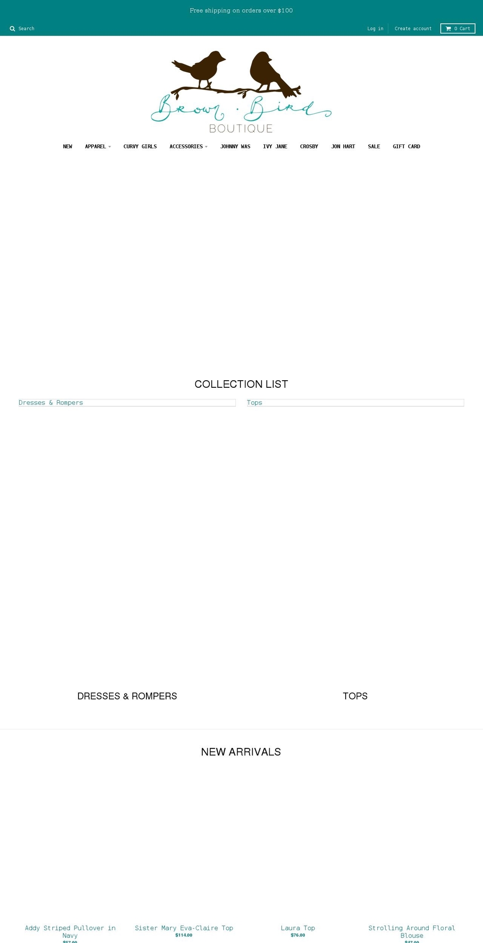 brownbirdboutique.com shopify website screenshot