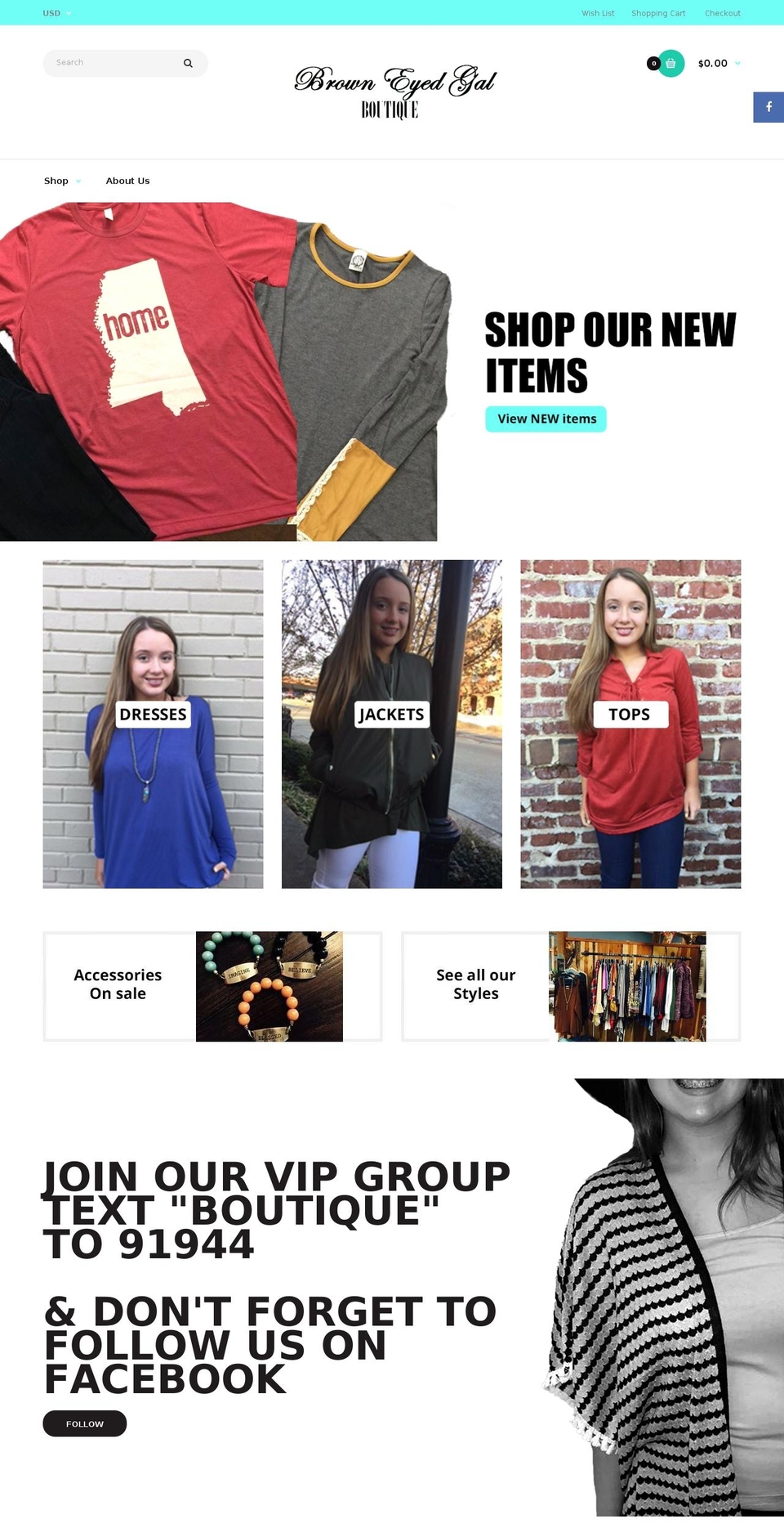 browneyedgalboutique.com — Shopify storefront screenshot