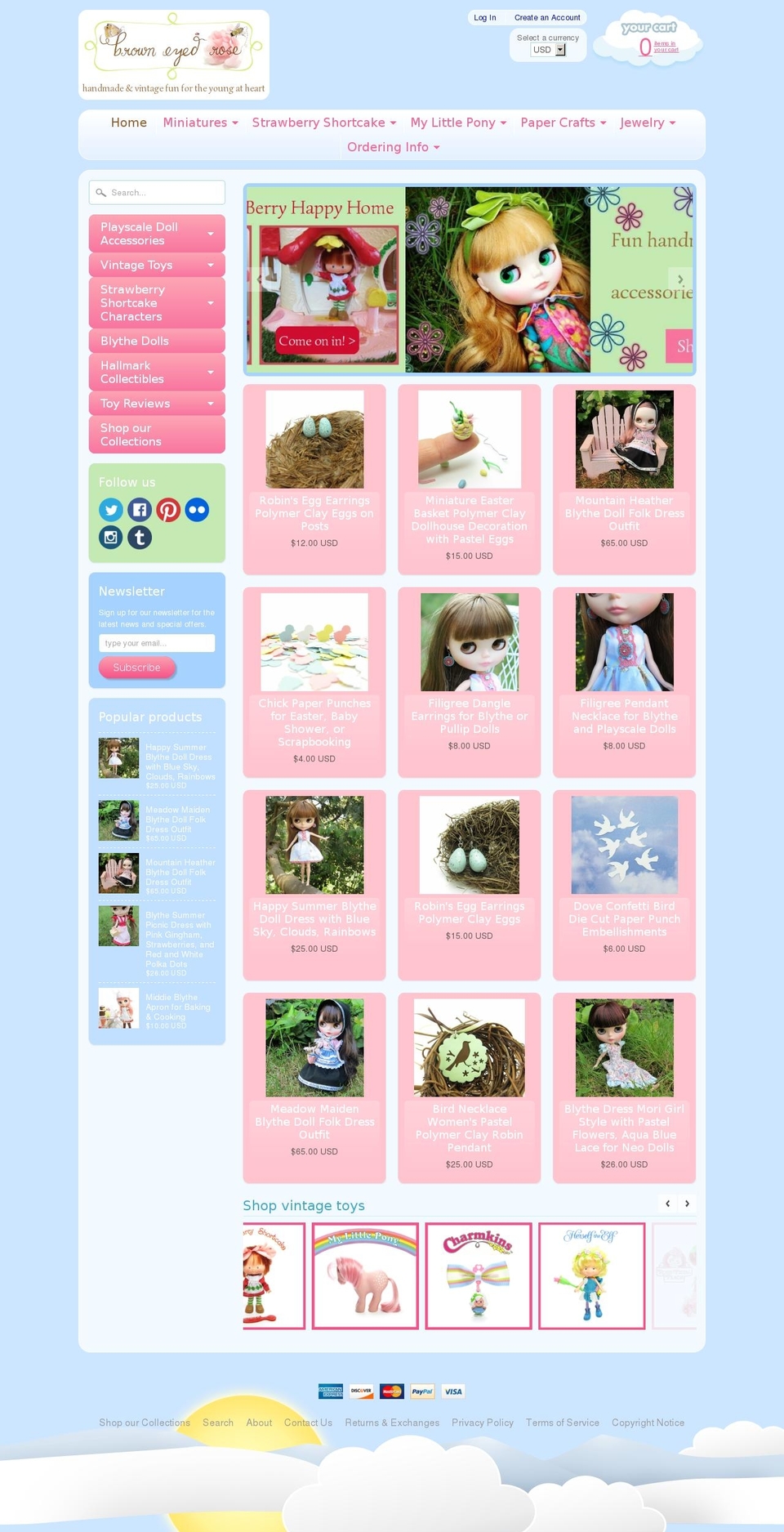browneyedrosevintage.com — Shopify storefront screenshot